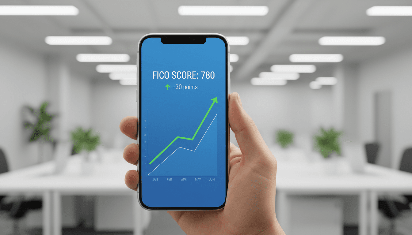 FICO score graph on smartphone